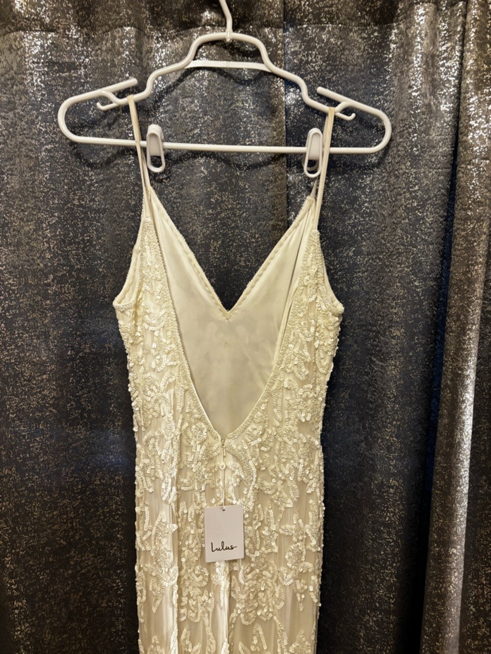 NWT Everlasting Passion White Sequin Beaded Backless Maxi Wedding Dress Bride - Picture 7 of 10